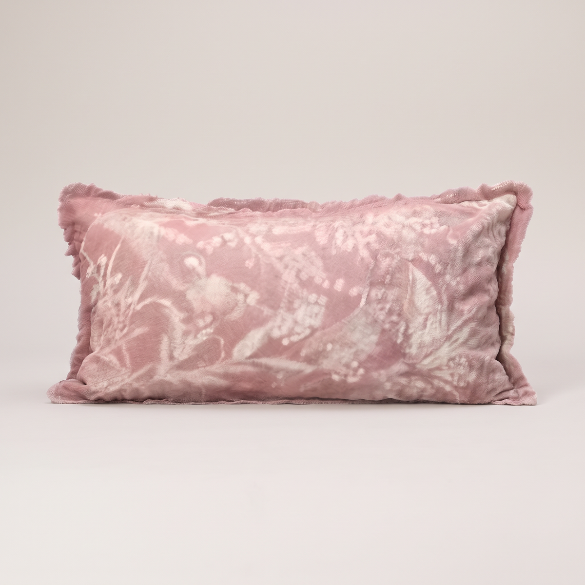 Dusty rose floral cotton linen cushion cover, single lumbar cushion