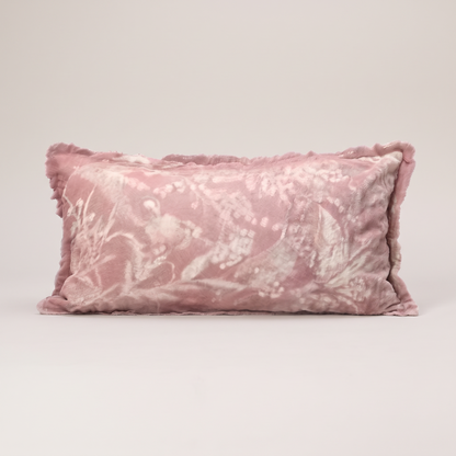 Dusty rose floral cotton linen cushion cover, single lumbar cushion