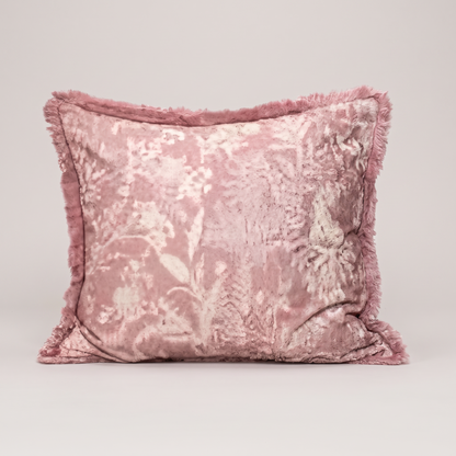 Dusty rose floral cotton linen cushion cover, single square cushion