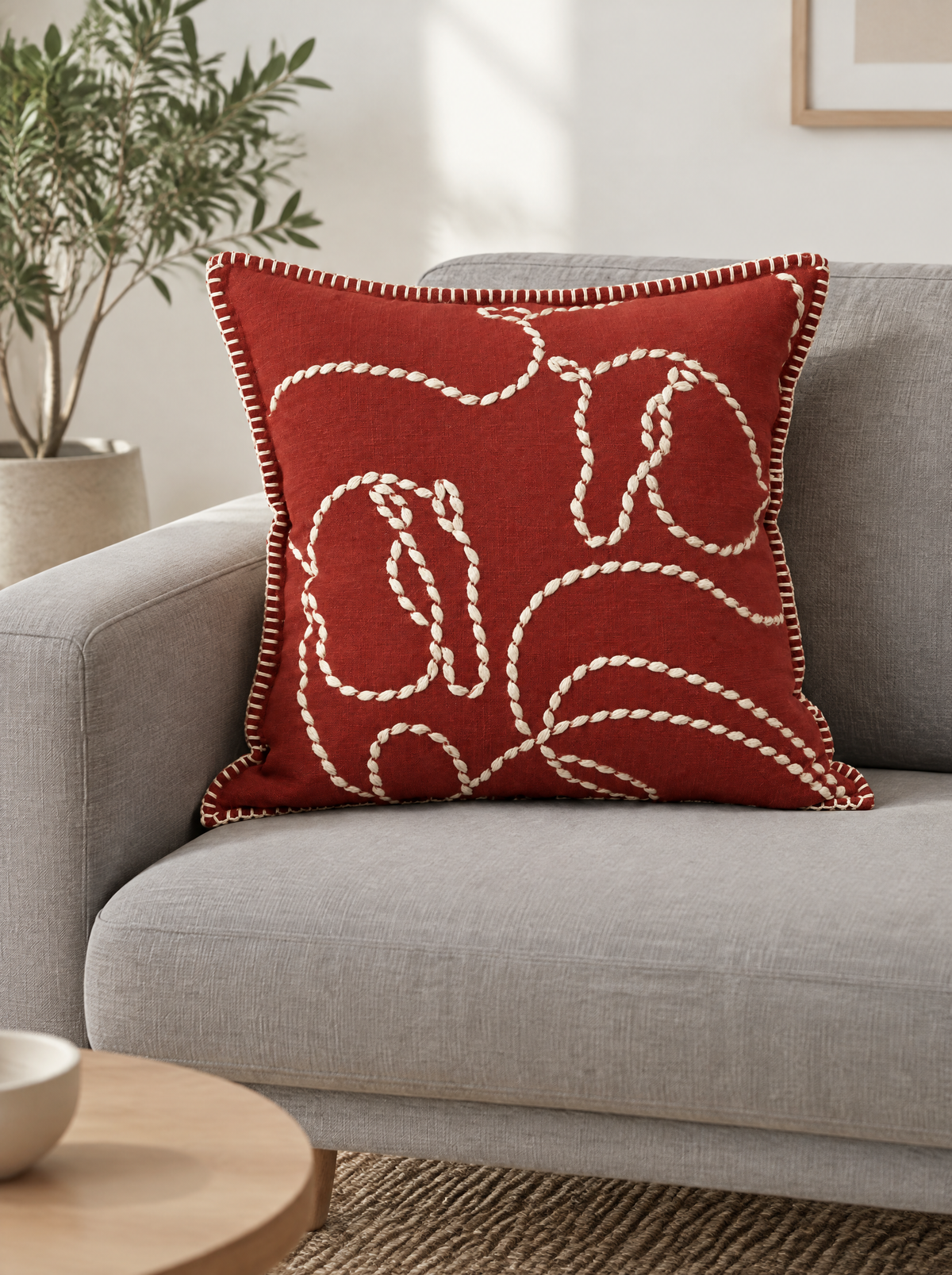 Floral Embroidery Cushion Covers, styled at home