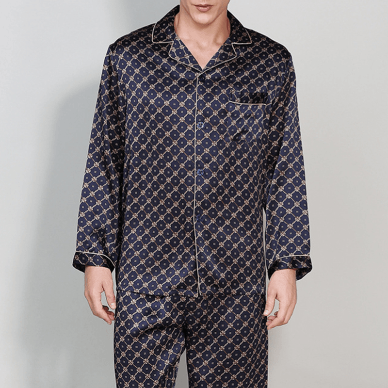 19 momme Geometry Chains Long Pyjama Set — Men's