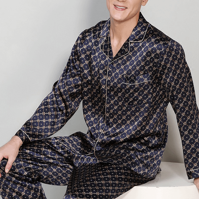 19 momme Geometry Chains Long Pyjama Set — Men's