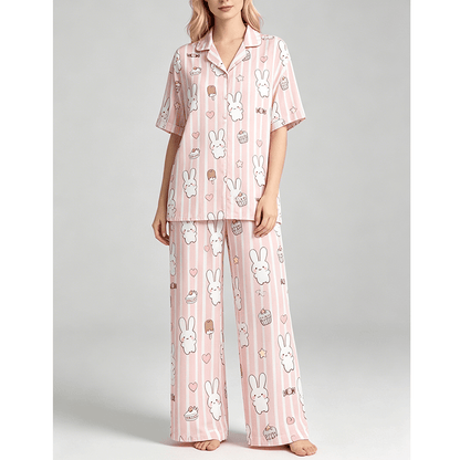 Cute Bunny Long Pyjama Set — Women's