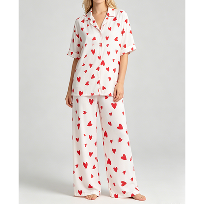 Hearts Long Pyjama Set — Women's