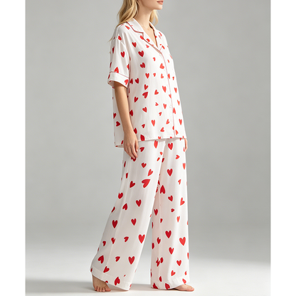 Hearts Long Pyjama Set — Women's