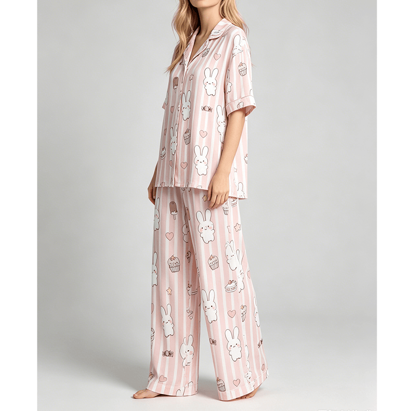 Cute Bunny Long Pyjama Set — Women's