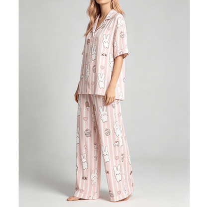 Cute Bunny Long Pyjama Set — Women's