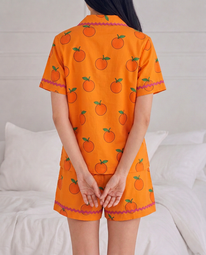 Bright Orange Short Pyjama Set — Women's