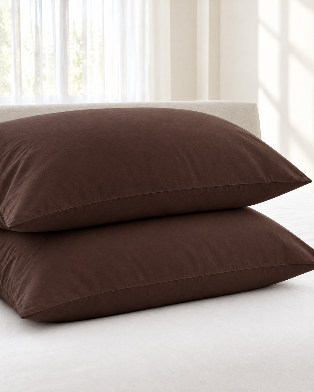 Chocolate plain cotton pillowcases