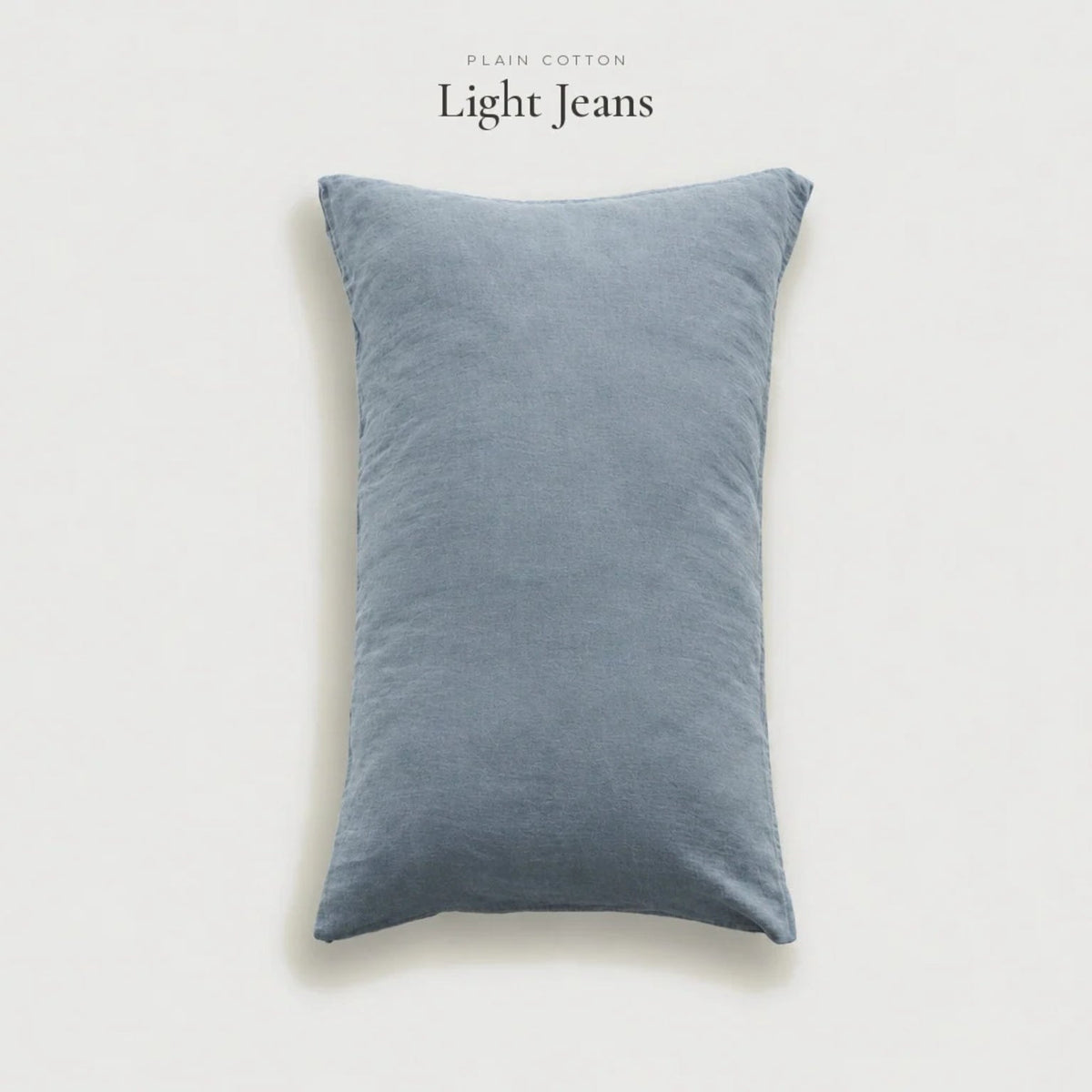 Light Jeans washed denim blue Plain Cotton pillowcase, studio shot