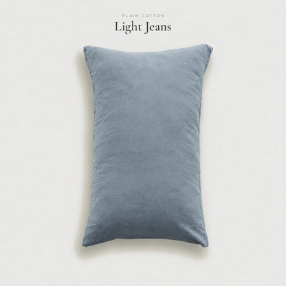 Light Jeans washed denim blue Plain Cotton pillowcase, studio shot