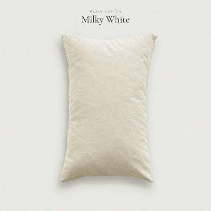 Off White Plain Cotton pillowcase in a soft warm white, studio shot