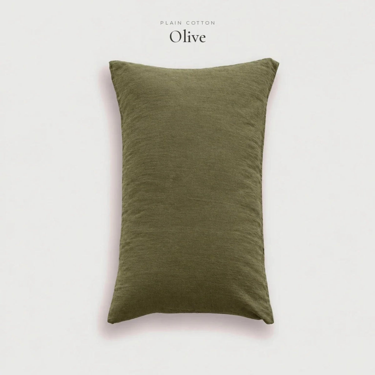 Olive green Plain Cotton washed pillowcase, studio shot