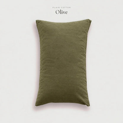Olive green Plain Cotton washed pillowcase, studio shot
