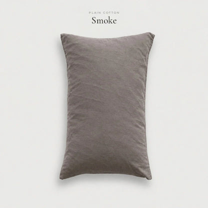 Smoke grey Plain Cotton pillowcase, studio shot on pale grey