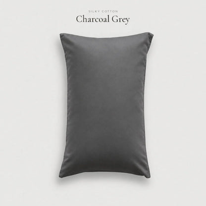 Charcoal Grey Silky Cotton sateen pillowcase, studio shot