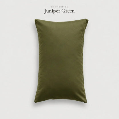 Juniper Green olive Silky Cotton sateen pillowcase, studio shot