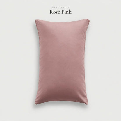 Rose Pink dusty rose Silky Cotton sateen pillowcase, studio shot