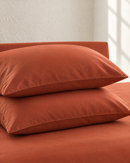 Rust silky cotton pillowcases
