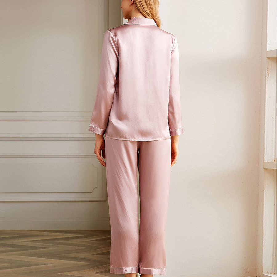 19 momme Baby Pink Long Pyjama Set — Women's