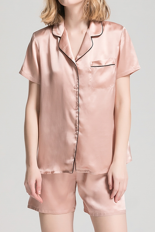 19 momme Baby Pink Short Pyjama Set — Women's