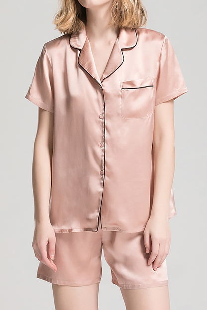 19 momme Baby Pink Short Pyjama Set — Women's