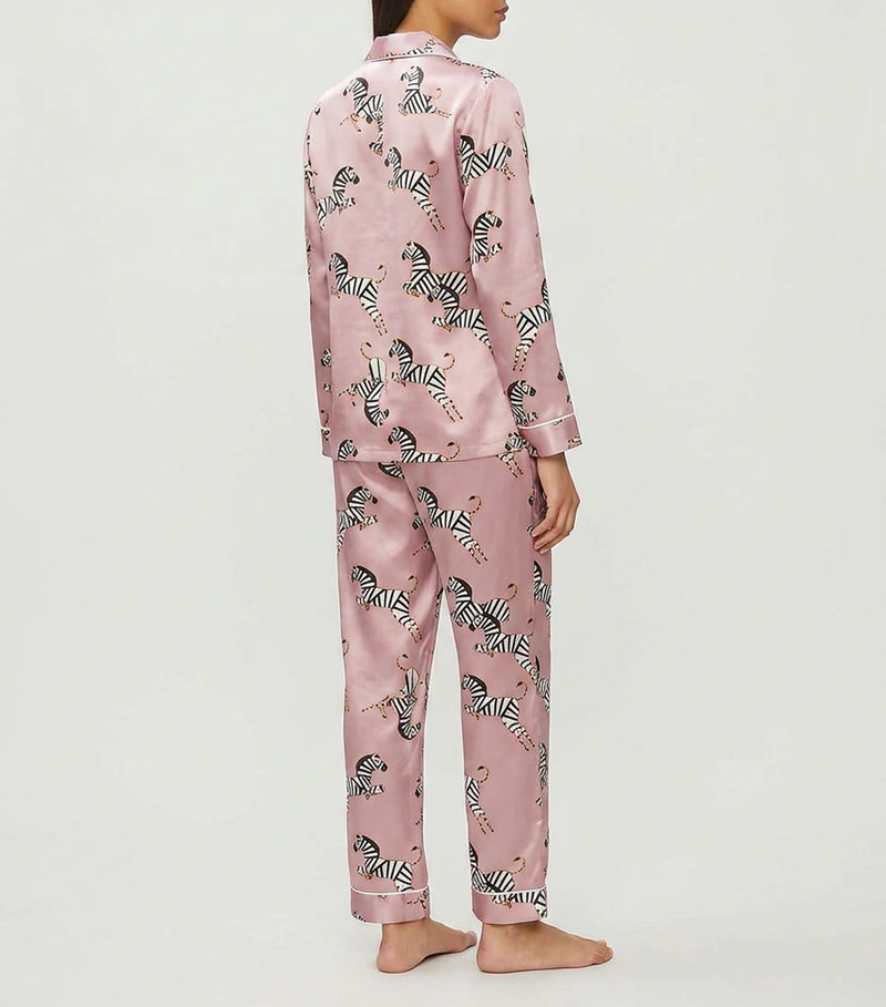 19 momme Pink Zebra Long Pyjama Set — Women's