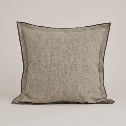 Piped edge cushion cover in beige, single cushion