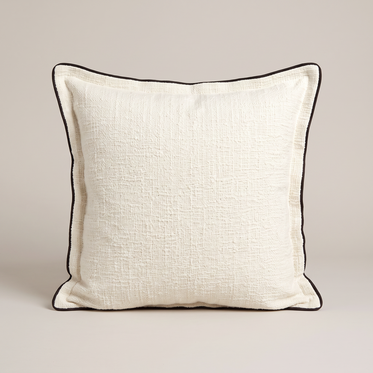 Piped edge cushion cover in cream white, single cushion