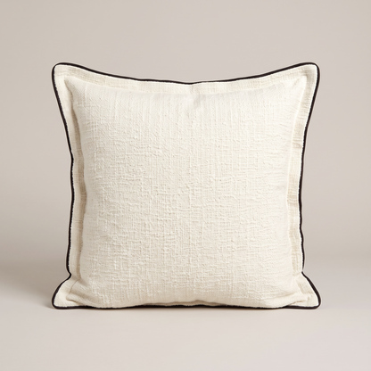 Piped edge cushion cover in cream white, single cushion