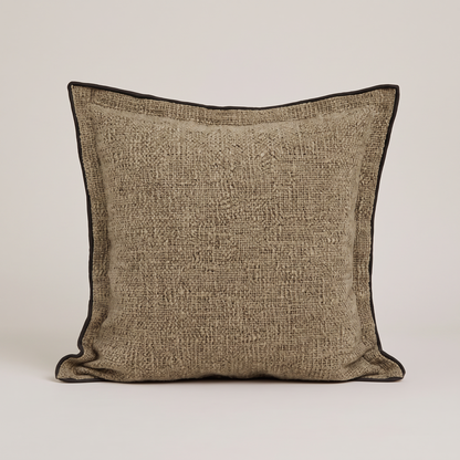 Piped edge cushion cover in khaki, single cushion