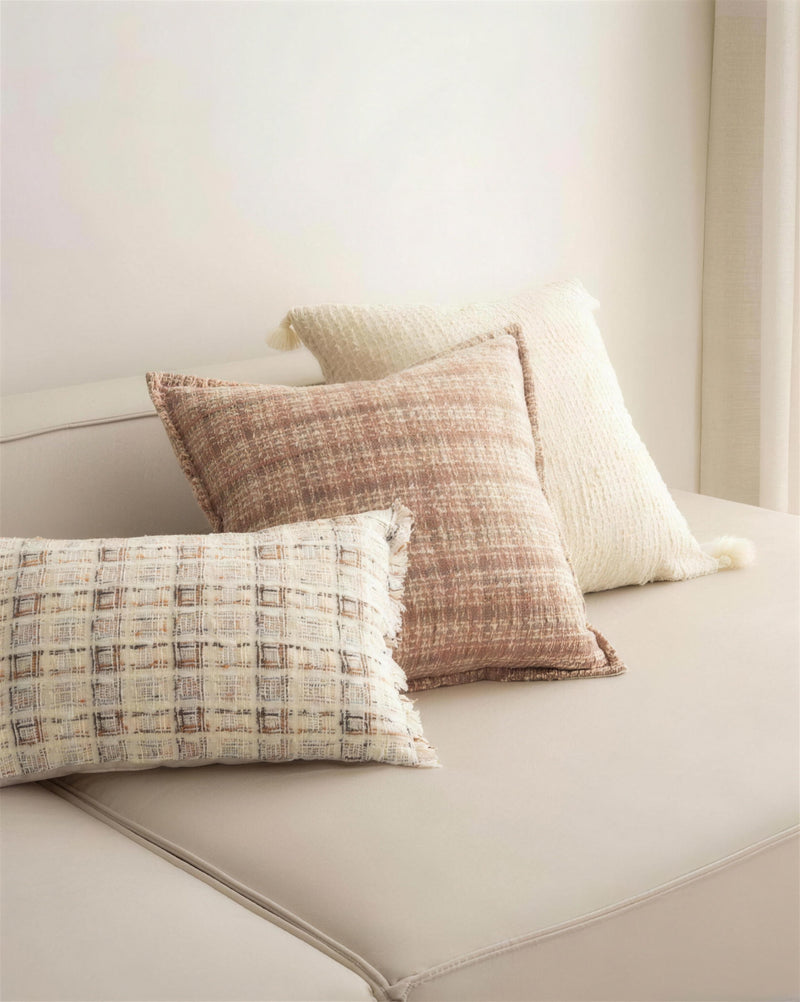 Rose Tweed Jacquard Wool Cushion Covers, styled at home