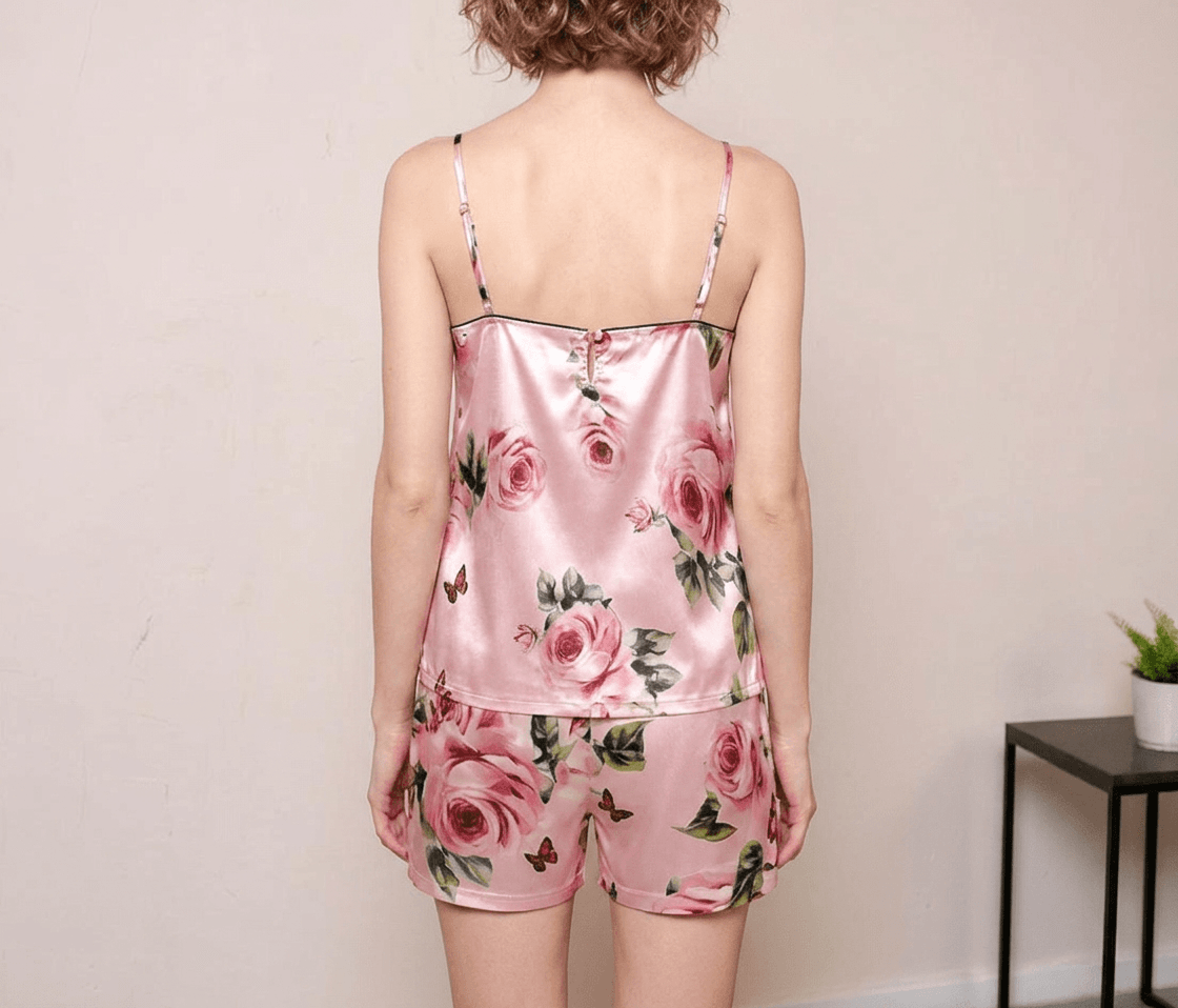 19 momme Pink Roses Cami Pyjama Set — Women's