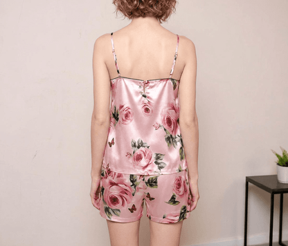 19 momme Pink Roses Cami Pyjama Set — Women's