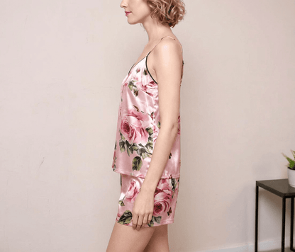 19 momme Pink Roses Cami Pyjama Set — Women's