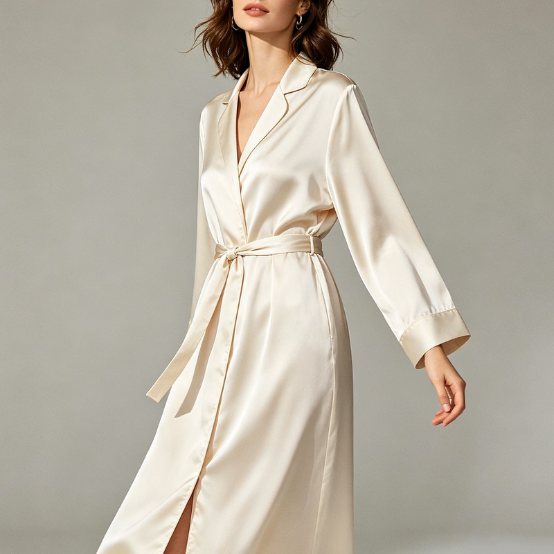 19 momme Solid Bath Robes — Women's