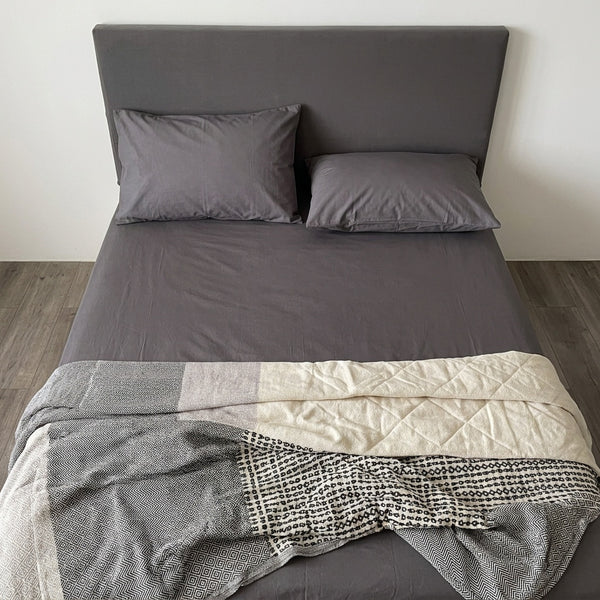 Flat sheet in Grey, Plain Cotton