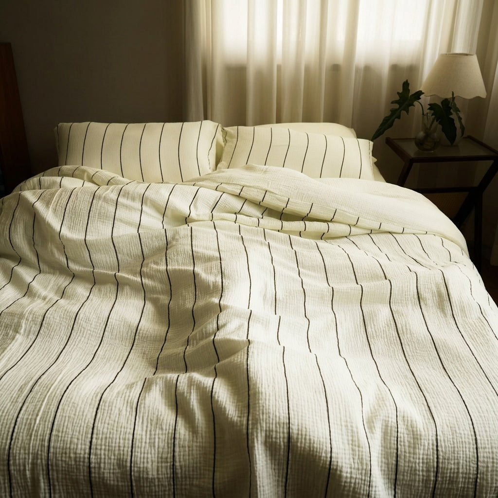 Pinstripe Bedding Set - Cloud Cotton