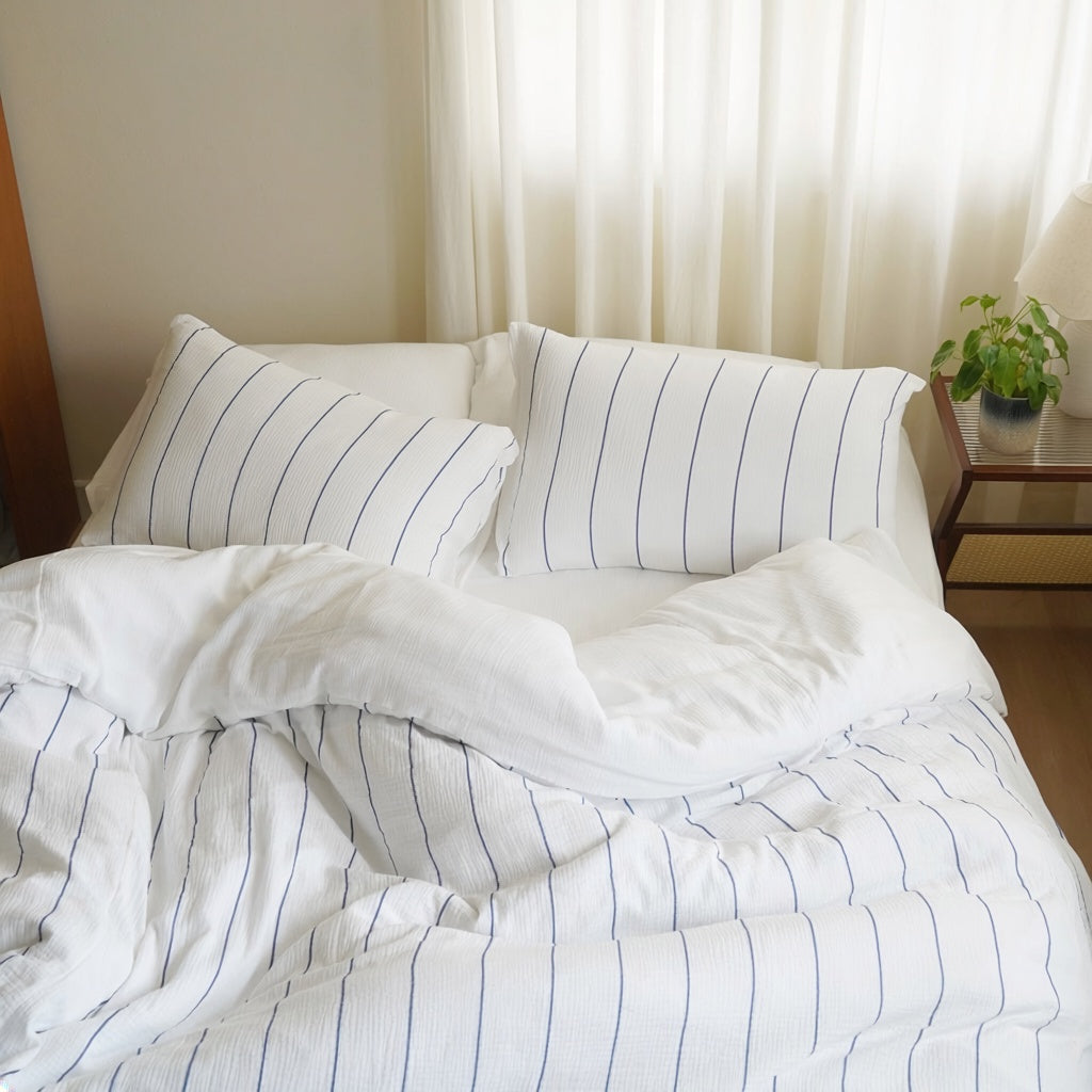 Pinstripe Bedding Set - Cloud Cotton