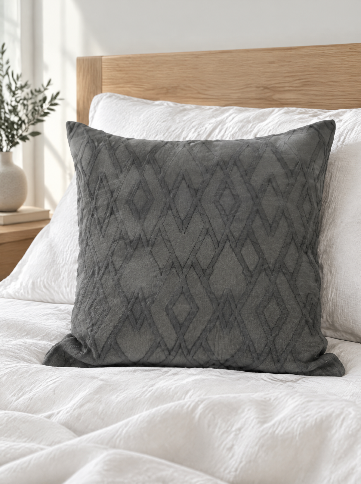 Trellis Jacquard Cotton Cushion Covers, styled at home