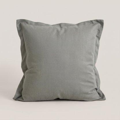 Two-tone flanged viscose linen cushion cover in sage, single cushion