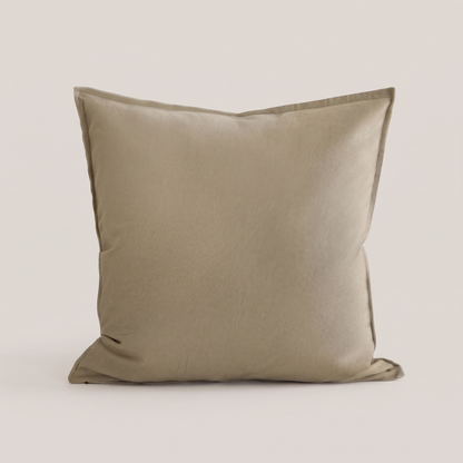 Two-tone flannel cushion cover in sand, single cushion