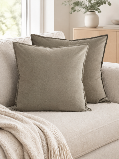 Two-Tone Flannel Cushion Covers, styled at home