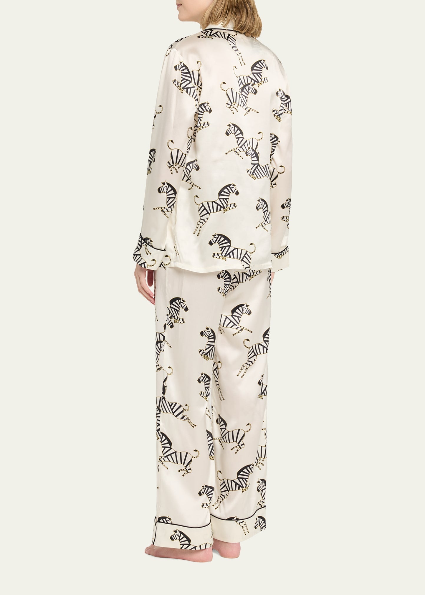 19 momme White Zebra Long Pyjama Set — Women's